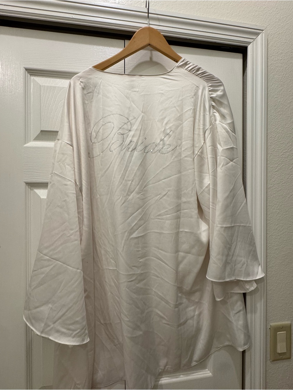 VICTORIA SECRET BRIDE White Satin Robe with Rhinestone Script